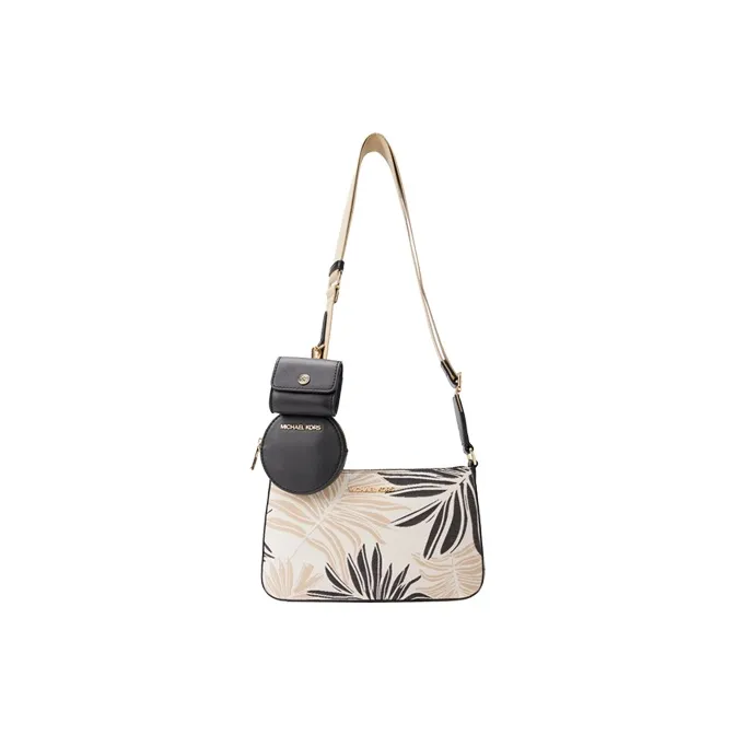 MICHAEL KORS Jet Set Travel Fabric/Leather Shoulder Bag, Crossbody Bag Trumpets Women's Green/Pink/Black-4