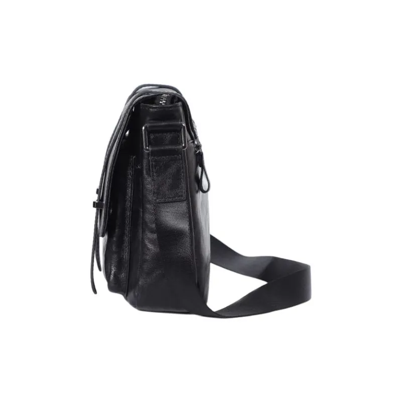 LARTIGENT Premium Vegetable Tanned Leather Messenger Bag Crossbody Bags Shoulder Bags Regular Men's Black-2