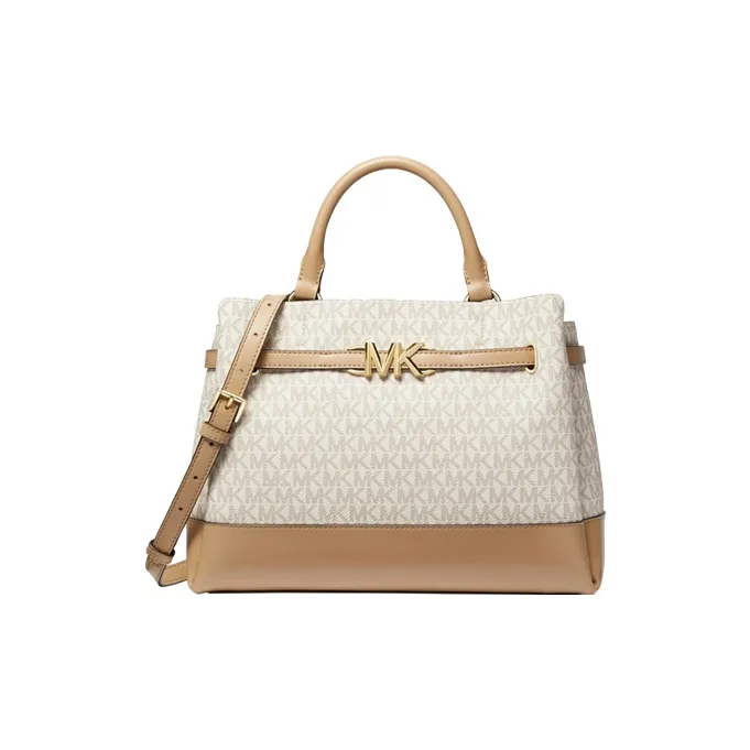 MICHAEL KORS Artificial Leather Handbag Tote Bag Large Size Women's Black/Brown/Vanilla White-5