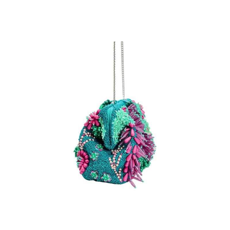 ZARA Polyester One Shoulder Crossbody Clutches Women's Blue & Multicolor-4