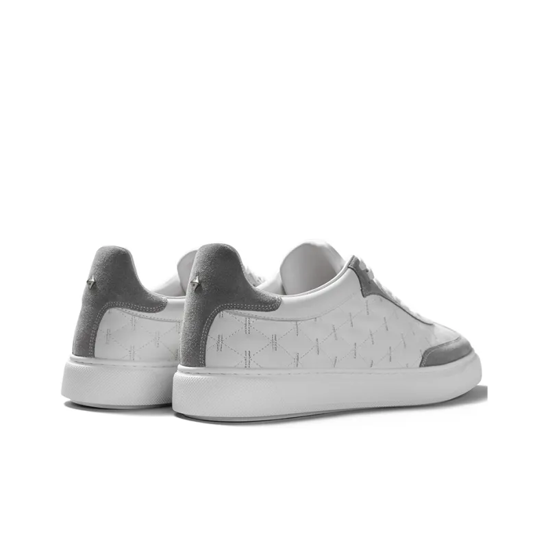 THOM WILLS Trendy Versatile German Army Trainers Low Top Skateboard Shoes Men's Gray White-11