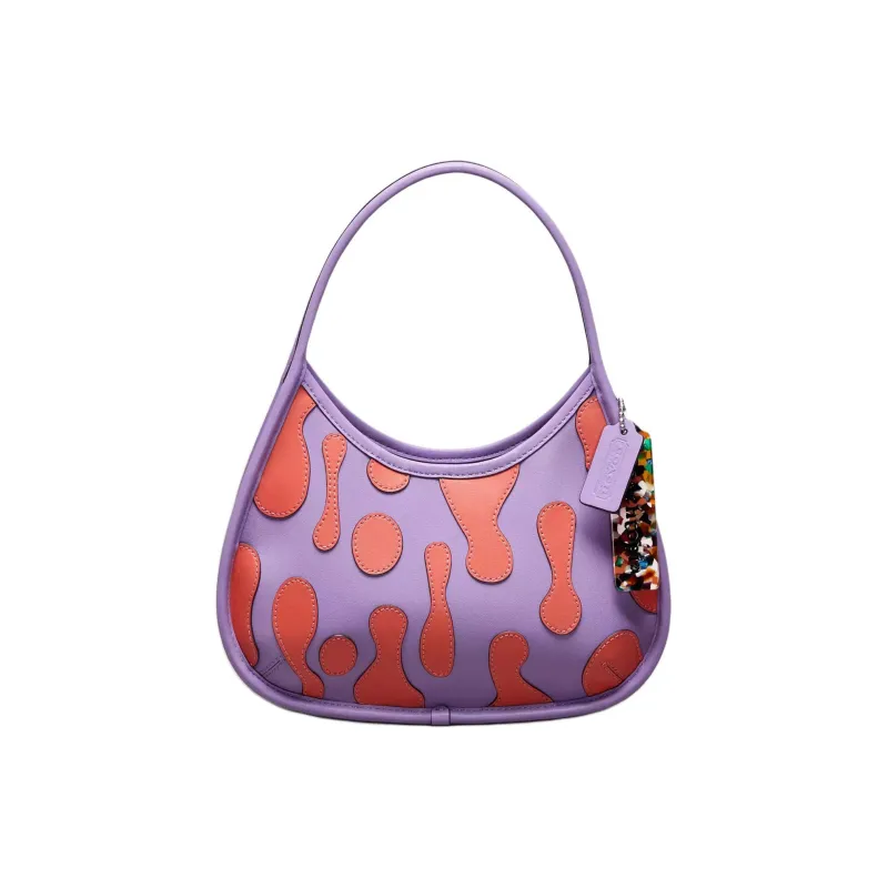 Coachtopia Ergo Smooth Leather Handbag Women's Iris Flower With Oranges-0