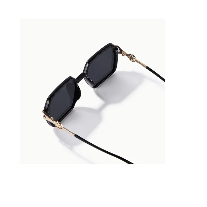 Narandu Plate And Metal PC Irregular Shape Sunglasses Women's Bright Black, Ecru-2