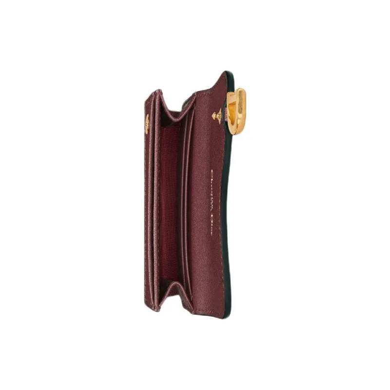 DIOR Saddle Goatskin Card Clip Card Holder Women's Burgundy-2