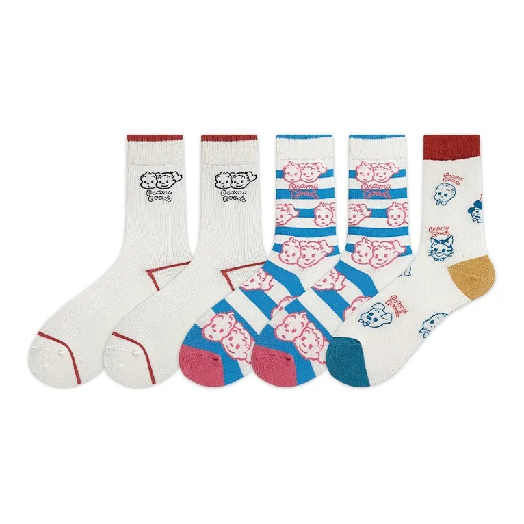 COTTON CHEESE Mid Calf Socks Women's 5 Pack-0