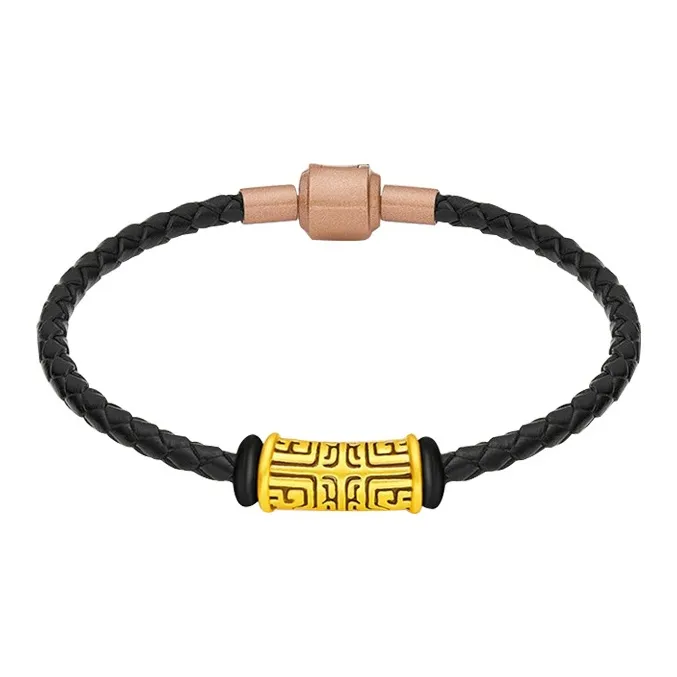 ALLOVE Black Gold Taotie, New Chinese Style Retro National Trendy Solid Gold Fixed Price Bracelets Men's-0