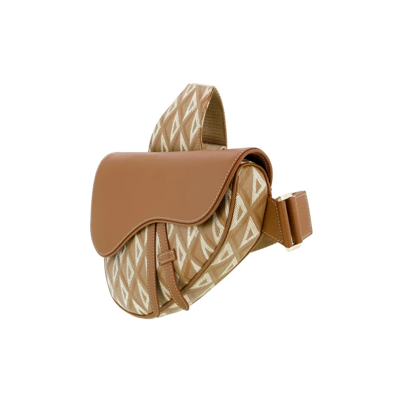 DIOR Saddle Grained Cow Leather With Canvas Saddle Bag Fanny Pack Sling Bag Shoulder Bag Crossbody Bag Men's Coffee-3
