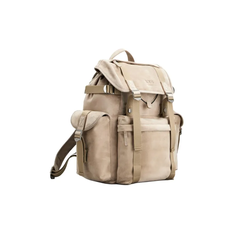 TOD'S Suede Leather Backpack Medium Size Men's Beige Yellow-1