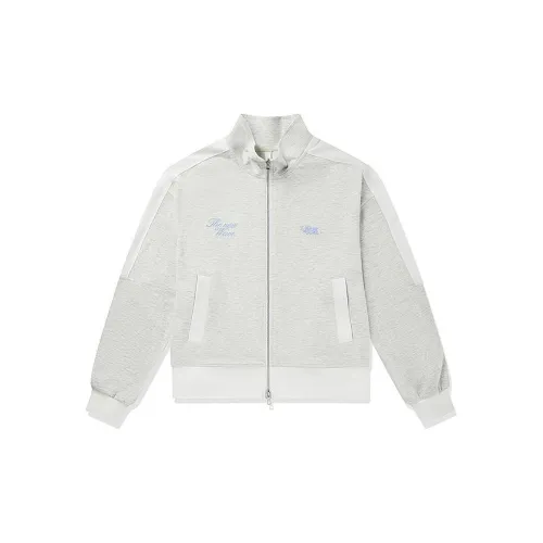 QIAODAN Jackets Women's White Linen Gray Floral/Jordan White