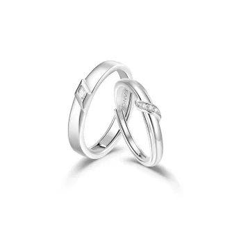 FANCI S925 Silver Set With Gemstones Ring Pair Unisex