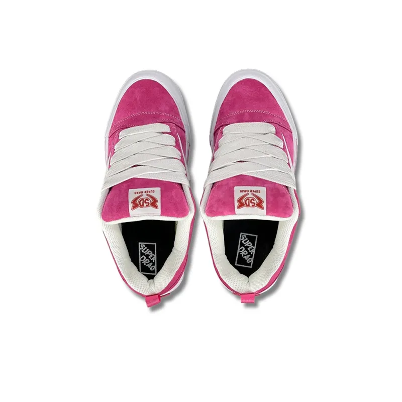 LuzaoT SUPER DRAG Puffy Shoes Anti Slip Wear Resistant Low Top Skateboard Shoes Unisex Rose Pink-3