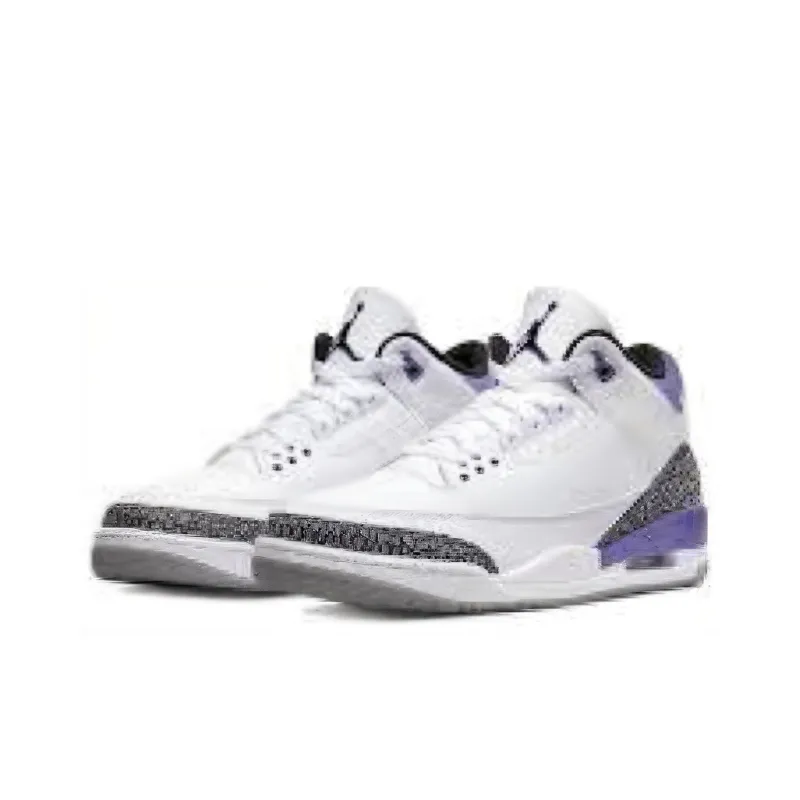 Jordan Air Jordan 3 Vintage Basketball Shoes Women's Mid Top White/Purple/Black-2