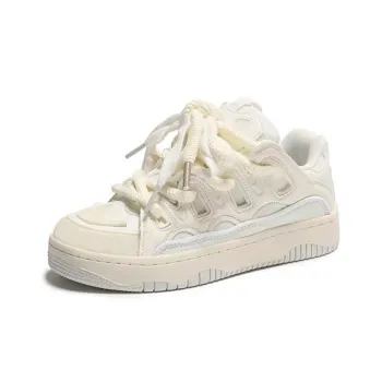 OBWA Anti Slip Wear Resistant Lightweight Breathable Low Top Skateboard Shoes Women's White
