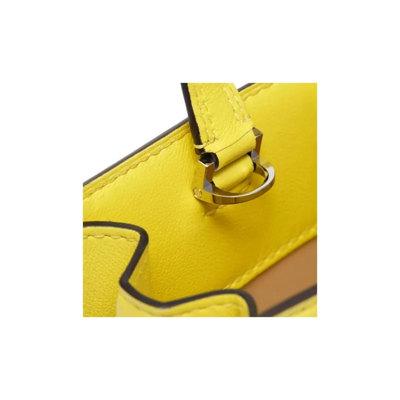 Delvau Tempête Calfskin Shoulder Bag Crossbody Bag Handbag Small Size Women's Pomelo Yellow-7