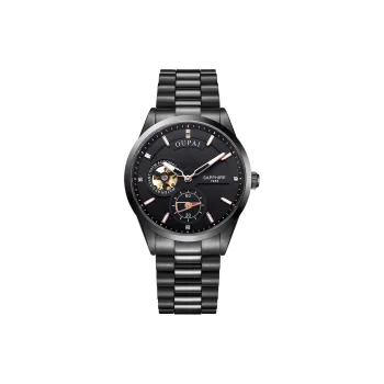 OUPAI Mechanical Movement Stainless Steel Watchband Watch Men's Watches Black Dial OP80057