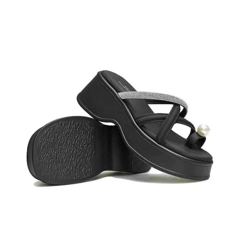 TATA Slide Slippers Women's Black/White/Silver-4