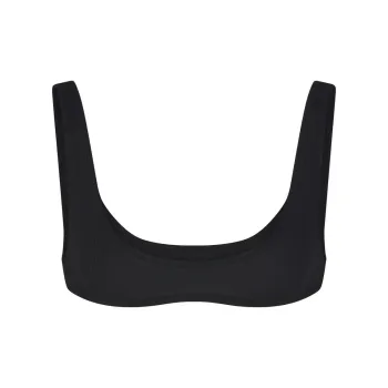 SKIMS THREADBARE RIB MICRO SCOOP BRALETTE Bra Women's SOOT/Smoke Gray