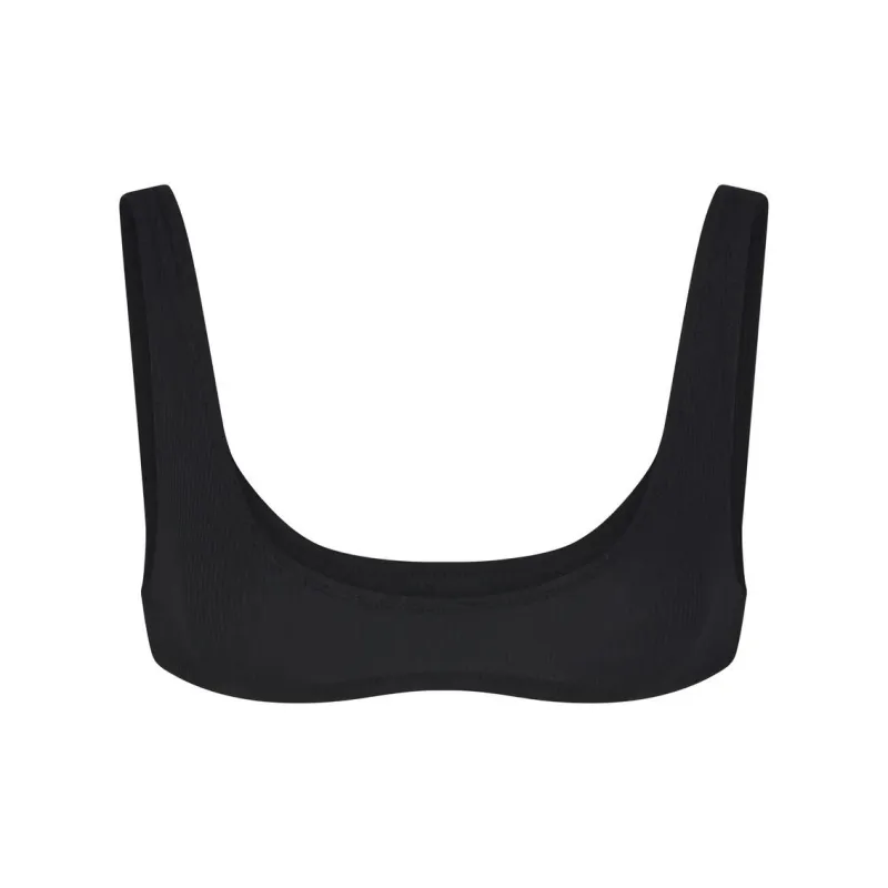SKIMS THREADBARE RIB MICRO SCOOP BRALETTE Bra Women's SOOT/Smoke Gray-0