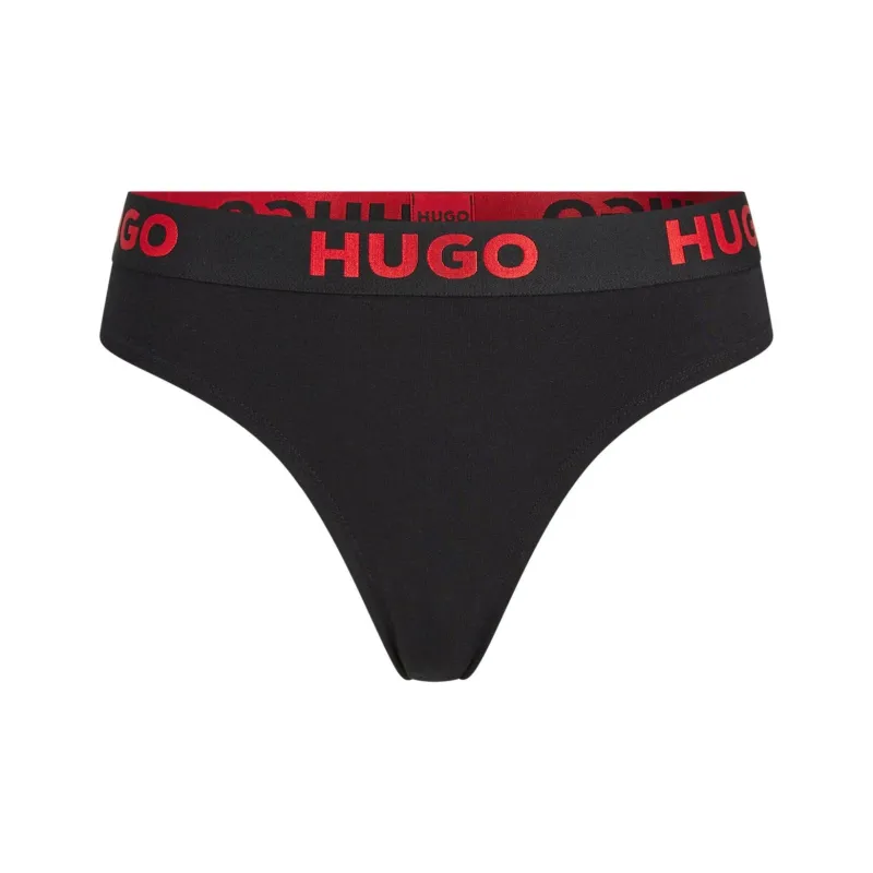 HUGO BOSS Thong With Logo Waistband Underpants Women's Black-0