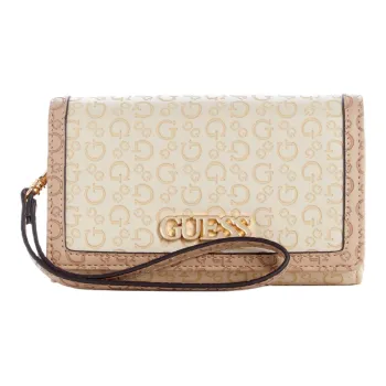 GUESS Faux Leather Wallet Women's Beige Brown