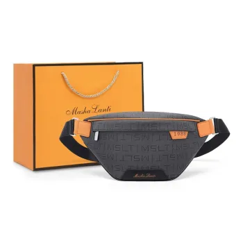 MashaLanti PVC With Synthetic Leather Fanny Pack Regular Men's Gray Blue