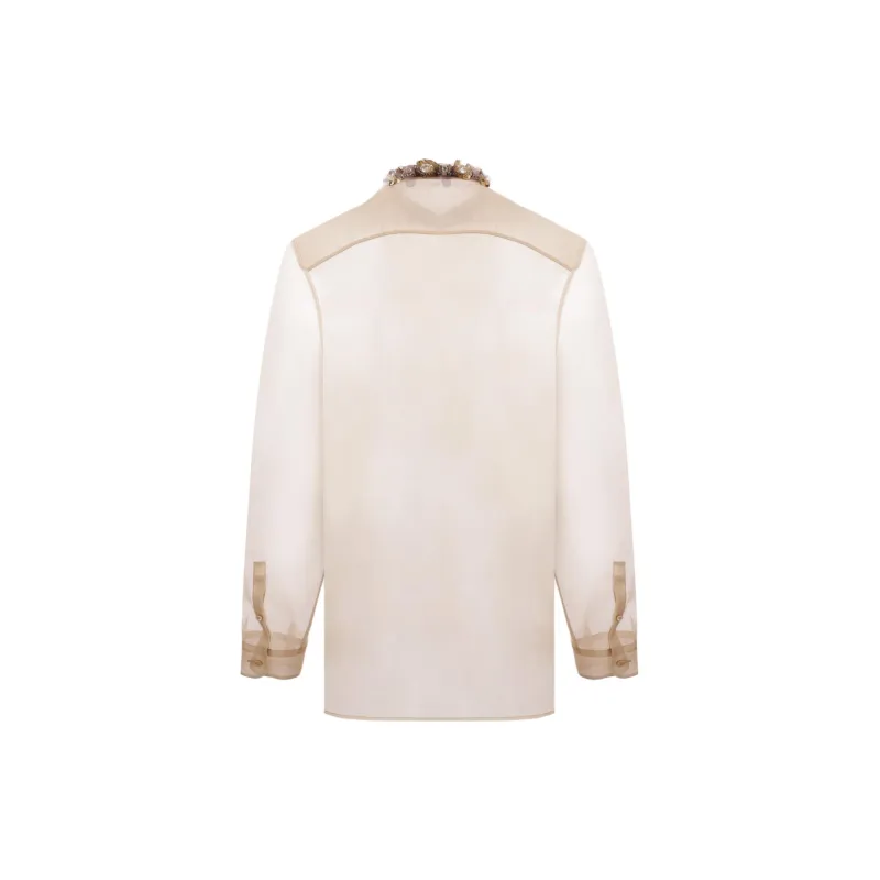 PRADA Organza Shirt Shirt Women's Beige-1