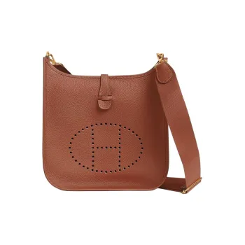 HERMES Evelyne Clemence Bullock Leather Crossbody Bag Shoulder Bag Women's 6C Copper Pumpkin With Red Copper Accents