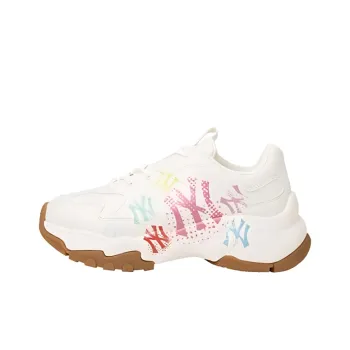 MLB Big Ball Chunky Graffiti Anti Slip And Wear Resistant Lightweight Low Top Chunky Sneakers Unisex White Brown