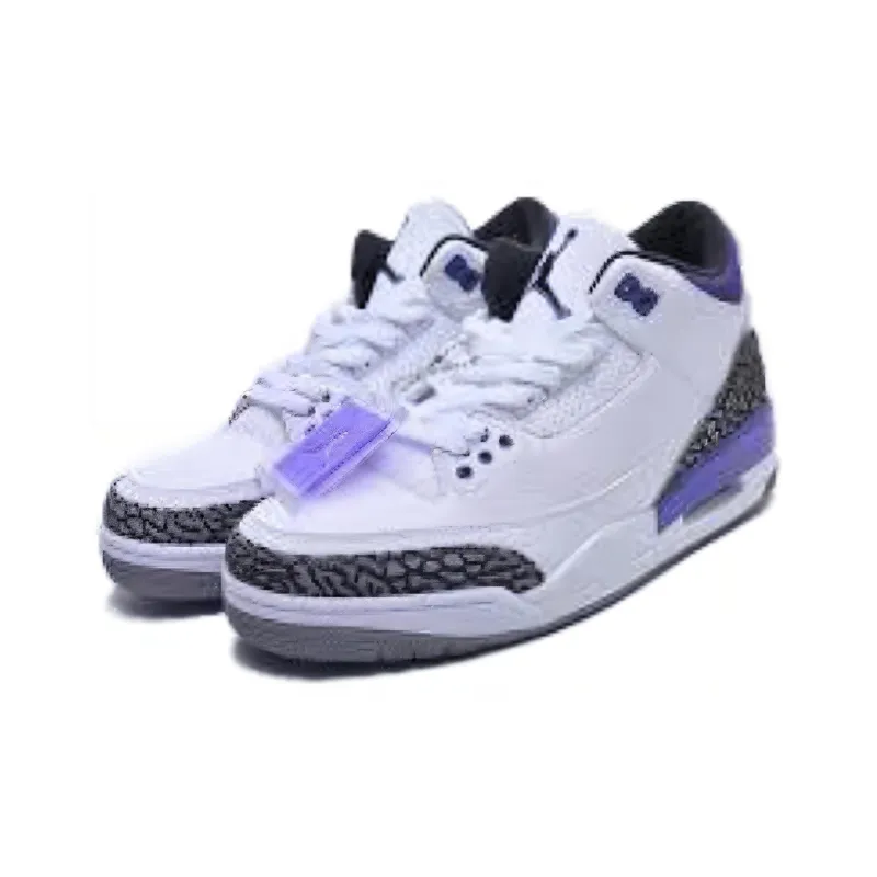 Jordan Air Jordan 3 Vintage Basketball Shoes Women's Mid Top White/Purple/Black-5