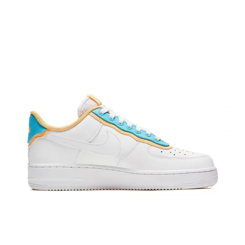 Nike Air Force 1 Low Se White Light Blue Fury Topaz Gold Women's-1