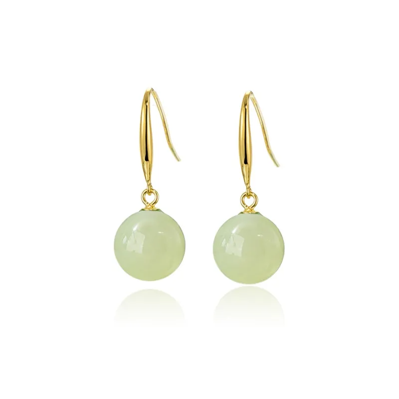 QLADY Earrings Green Jade Women's-15
