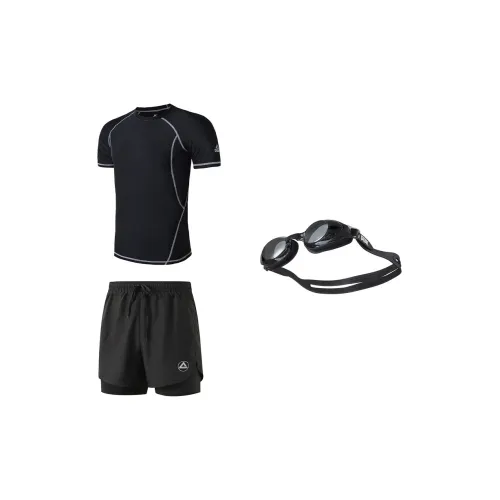 PEAK Swimming Sets Polyester Seaside Vacation With Hot Spring Men's Black