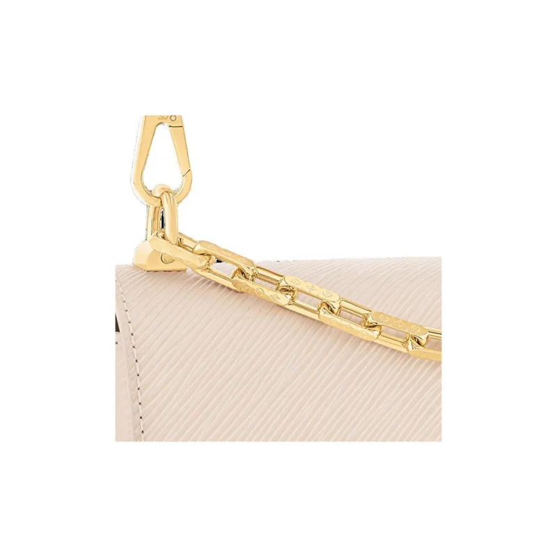 LOUIS VUITTON Twist Epi Textured Leather Patchwork Cow Leather Shoulder Bag Medium Size Women's Quartz White-5
