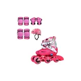 Roller Skates S6T (Pink 28-32)+Helmet+Protective Gear (Pink)