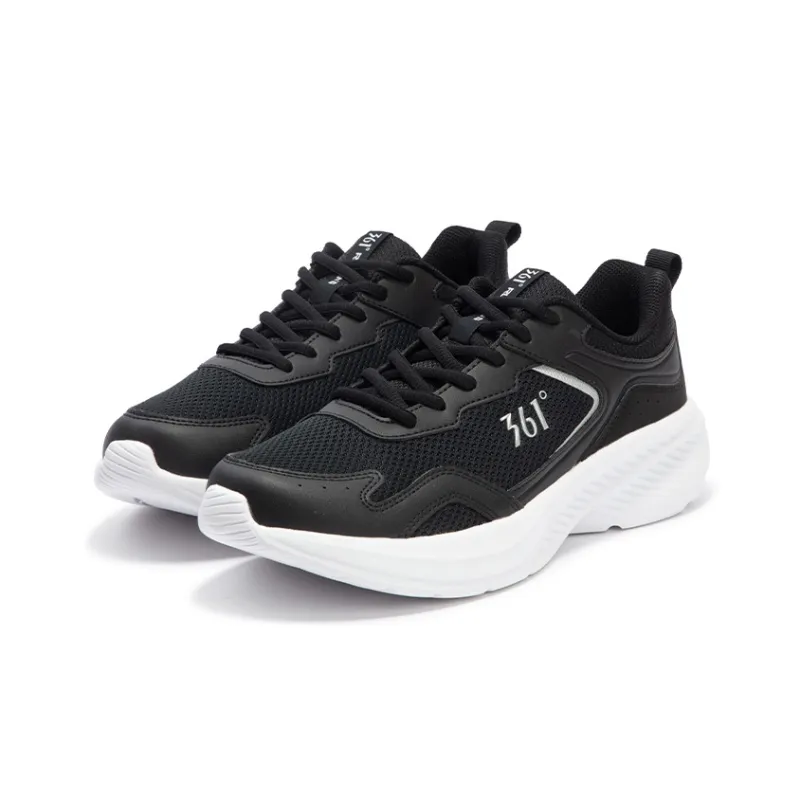 361° Sharp Leaf 2.0 Cushioning, Slip Resistant, And Abrasion Resistant Low Top Running Shoes Men's Black White-2