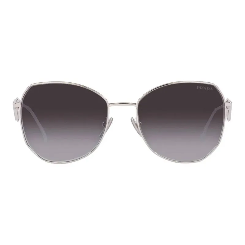PRADA Metal Irregular Shape Sunglasses Women's Silver-1