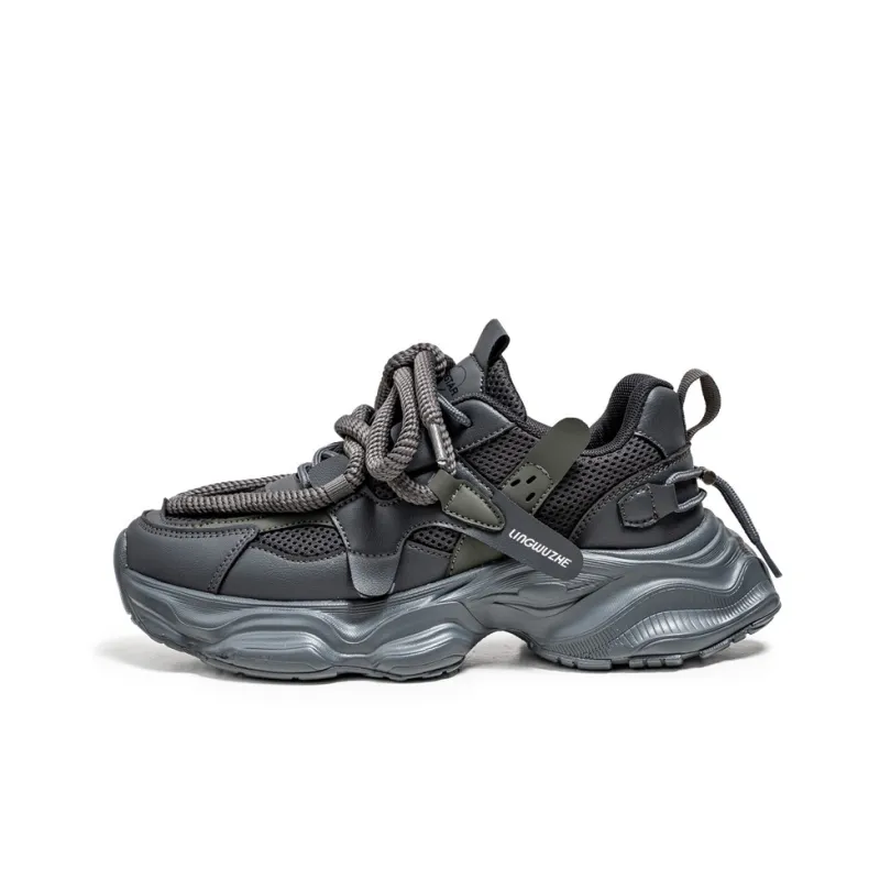 Lingwuzhe Cushioning, Slip Resistant, And Abrasion Resistant Low Top Chunky Sneakers Unisex-0