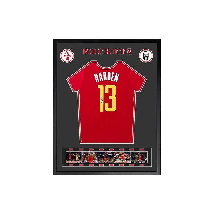 Three For Rocket Size 13 Harden Short Sleeved Basketball Apparel, Framed, Includes Certificate-0
