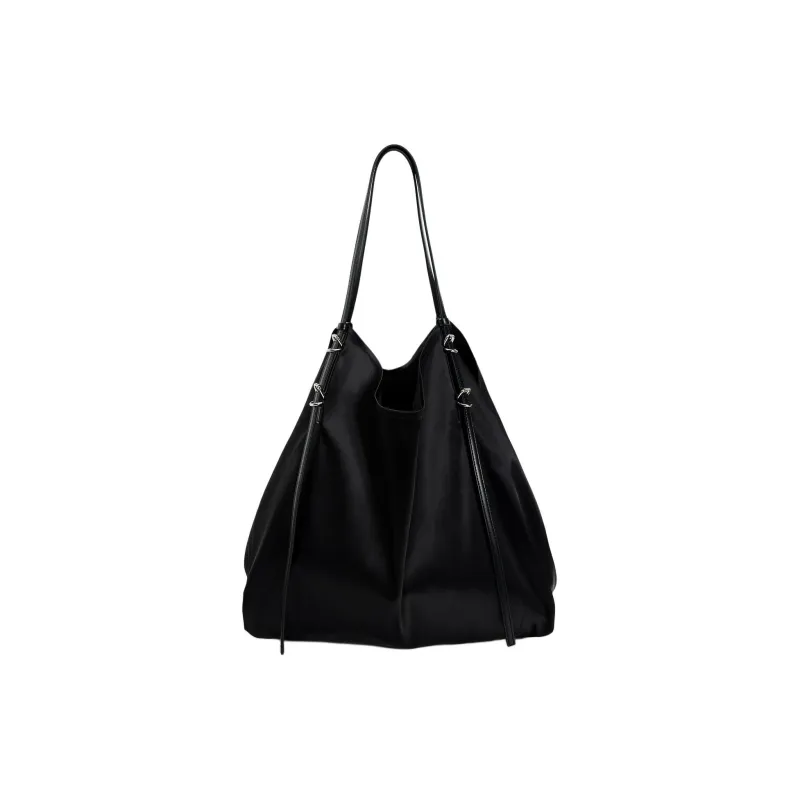 ZARA Polyester Handbag Shoulder Bag Large Size Women's Black-3