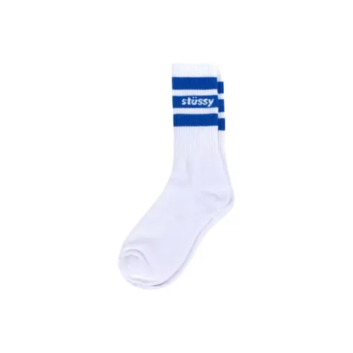 Stussy Mid-Calf Socks Unisex 1 Pack White Blue