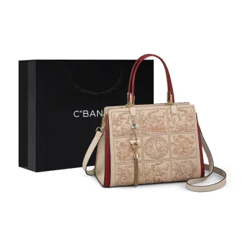 C°BANNER Cow Leather With Synthetic Leather Handbag, Shoulder Bag, Crossbody Bag Tubas Women's Beige Apricot