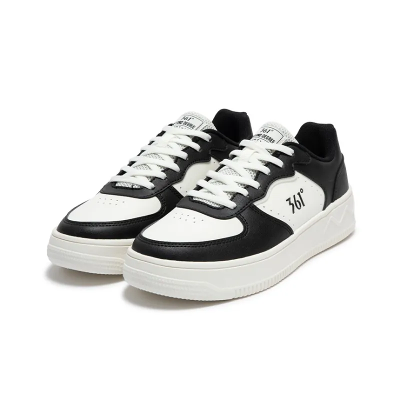 361° Air Force One Anti Slip Wear Resistant Low Top Skateboard Shoes Women's White Black-2