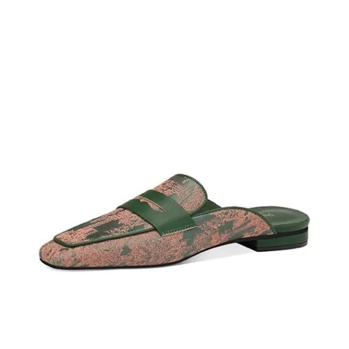 JESSICA SOPHIA Rubber Sole Slip Resistant Abrasion Resistant Wrap toe Slippers Women's Green-0