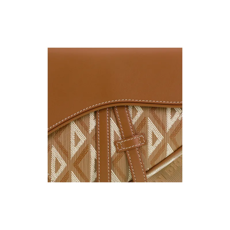 DIOR Saddle Grained Cow Leather With Canvas Saddle Bag Fanny Pack Sling Bag Shoulder Bag Crossbody Bag Men's Coffee-8