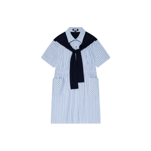 DKNY Short-Sleeved Dresses Women's Blue Stripes