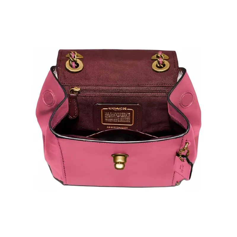 COACH Parker Cow Leather One Shoulder Crossbody Backpack Small Size Women's Pink-2