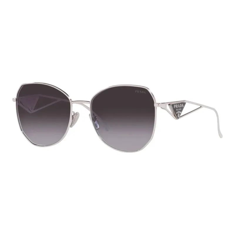PRADA Metal Irregular Shape Sunglasses Women's Silver-0