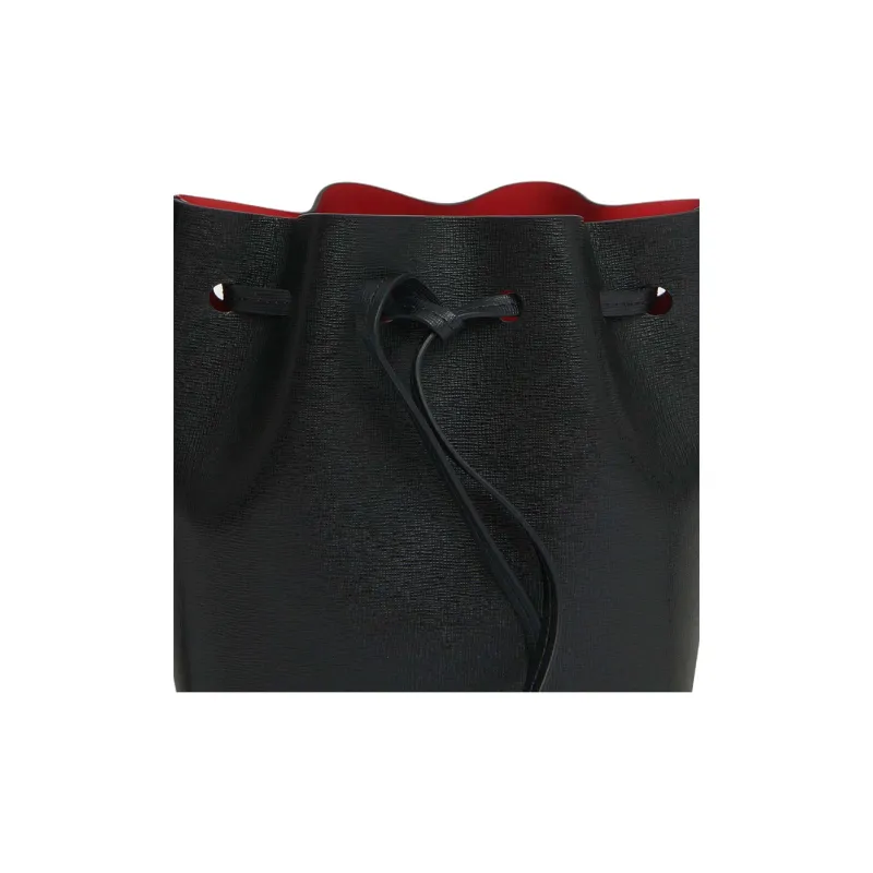 MANSUR GAVRIEL Saffiano Leather Bucket Bags Shoulder Bag Crossbody Bag Extra Mini Women's Black & Flame Red-3