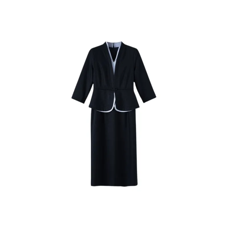 Late White Long Sleeved Dresses Women's Dark Blue-0
