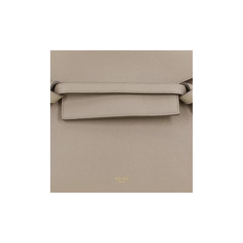 CELINE Belt Cow Leather Catfish Bag Handbag, Shoulder Bag, Crossbody Bag Micro Women's Taupe/Candy-5